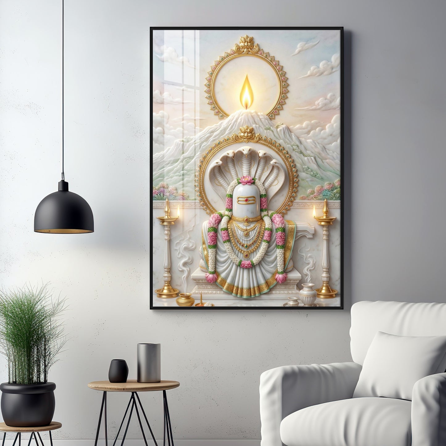 Shiva Lingam With Mount Kailash Premium Acrylic Vertical Wall Art