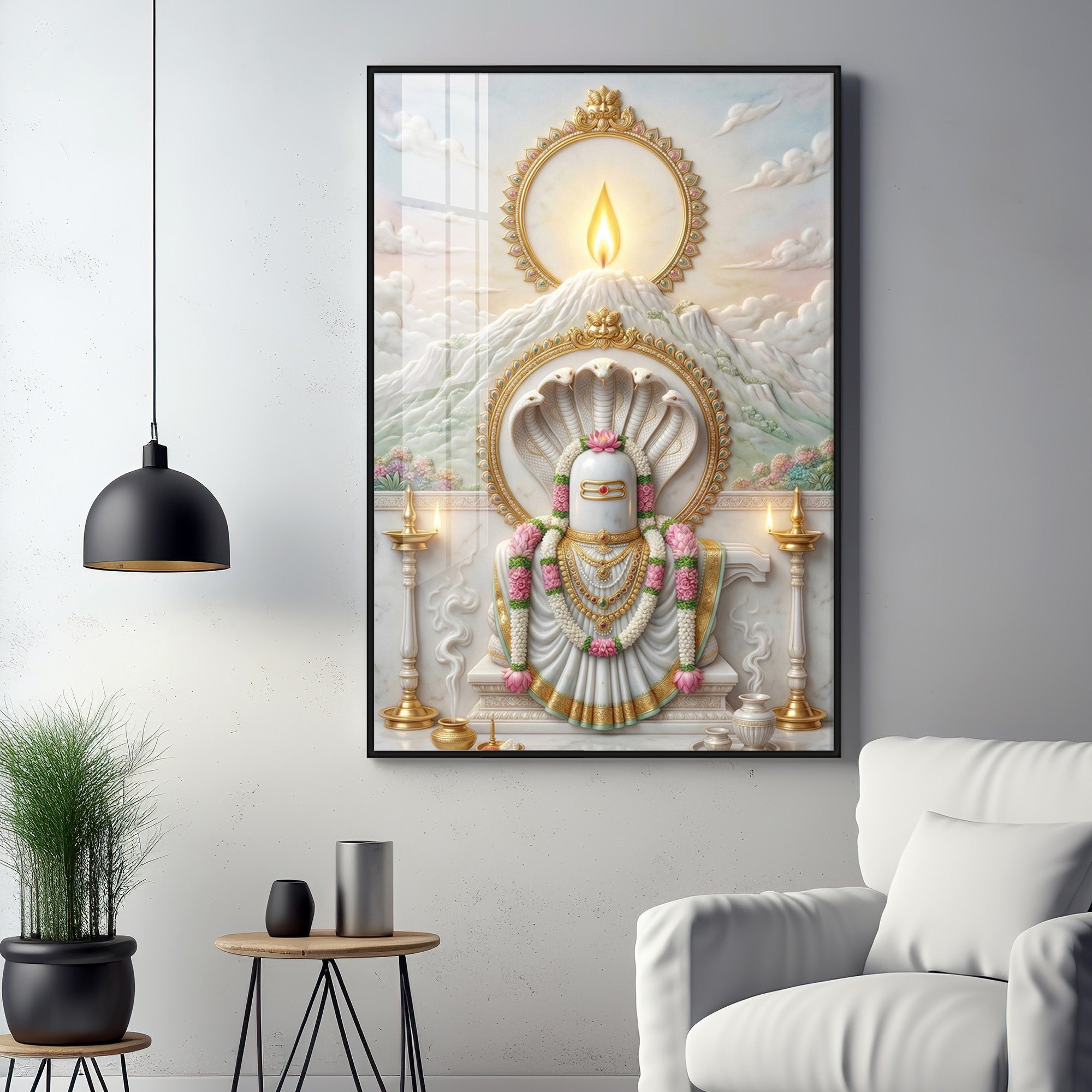 Shiva Lingam With Mount Kailash Premium Acrylic Vertical Wall Art