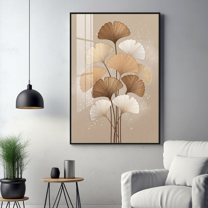 Ginkgo Biloba Line Art Premium Acrylic Vertical Wall Art