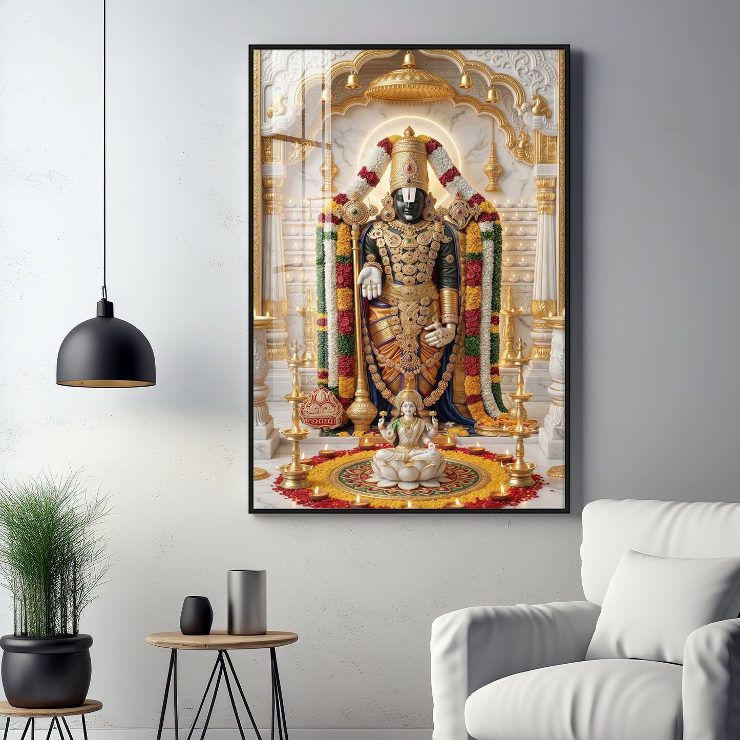 Depiction of Lord Venkateswara Premium Acrylic Vertical Wall Art