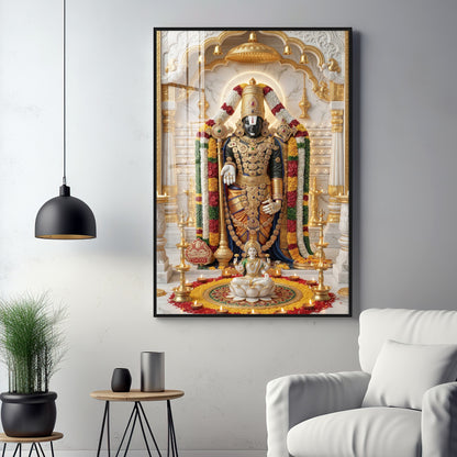 Depiction of Lord Venkateswara Premium Acrylic Vertical Wall Art