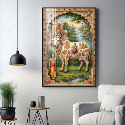 Kamdhenu Gau Mata Premium Acrylic Vertical Wall Art