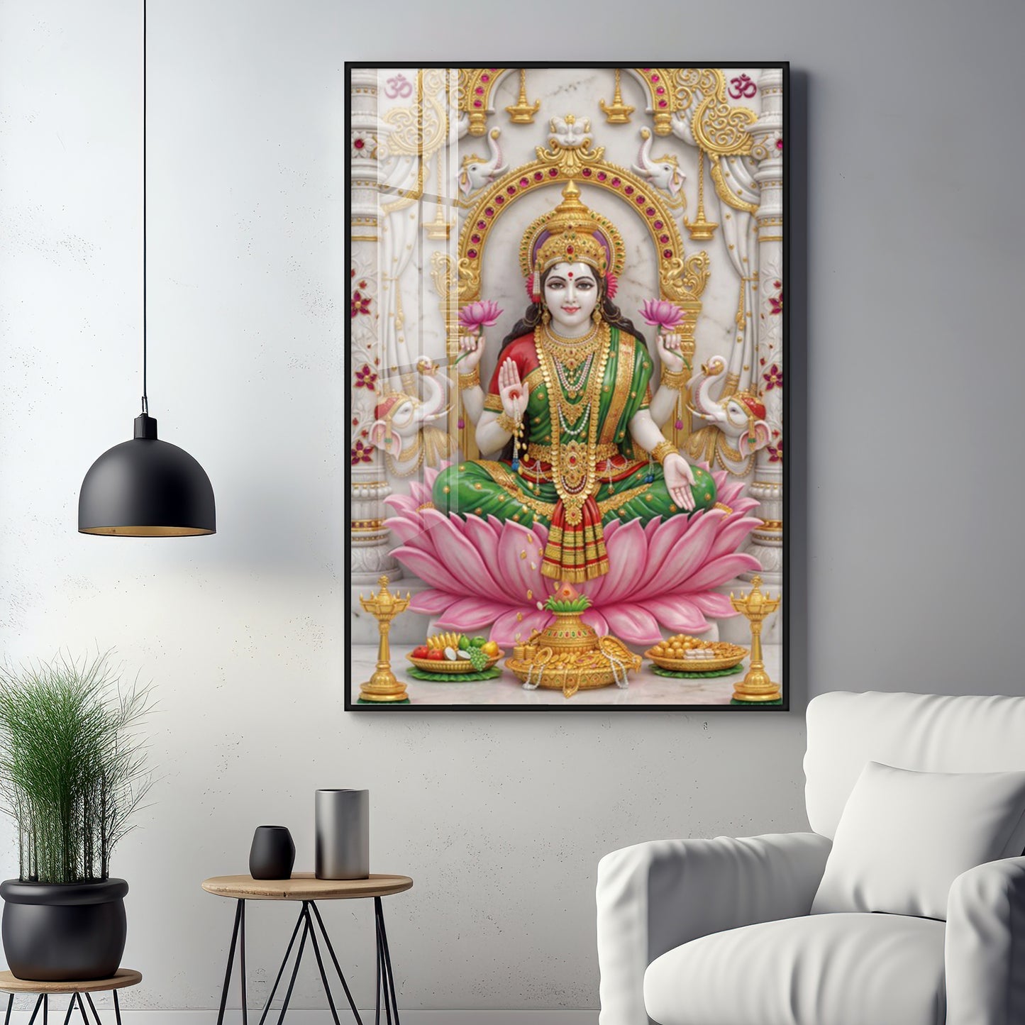 Peaceful Presence Of Maa Laxmi Premium Acrylic Vertical Wall Art