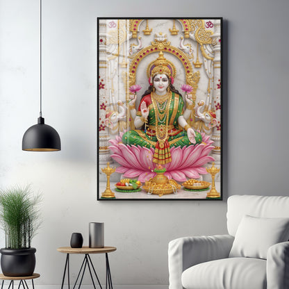 Peaceful Presence Of Maa Laxmi Premium Acrylic Vertical Wall Art