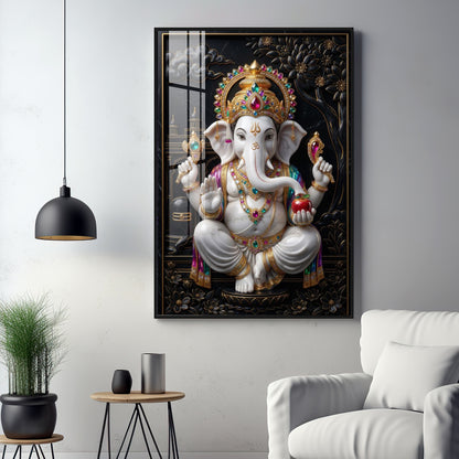 Hindu Lord Ganpati Ji Premium Acrylic Vertical Wall Art