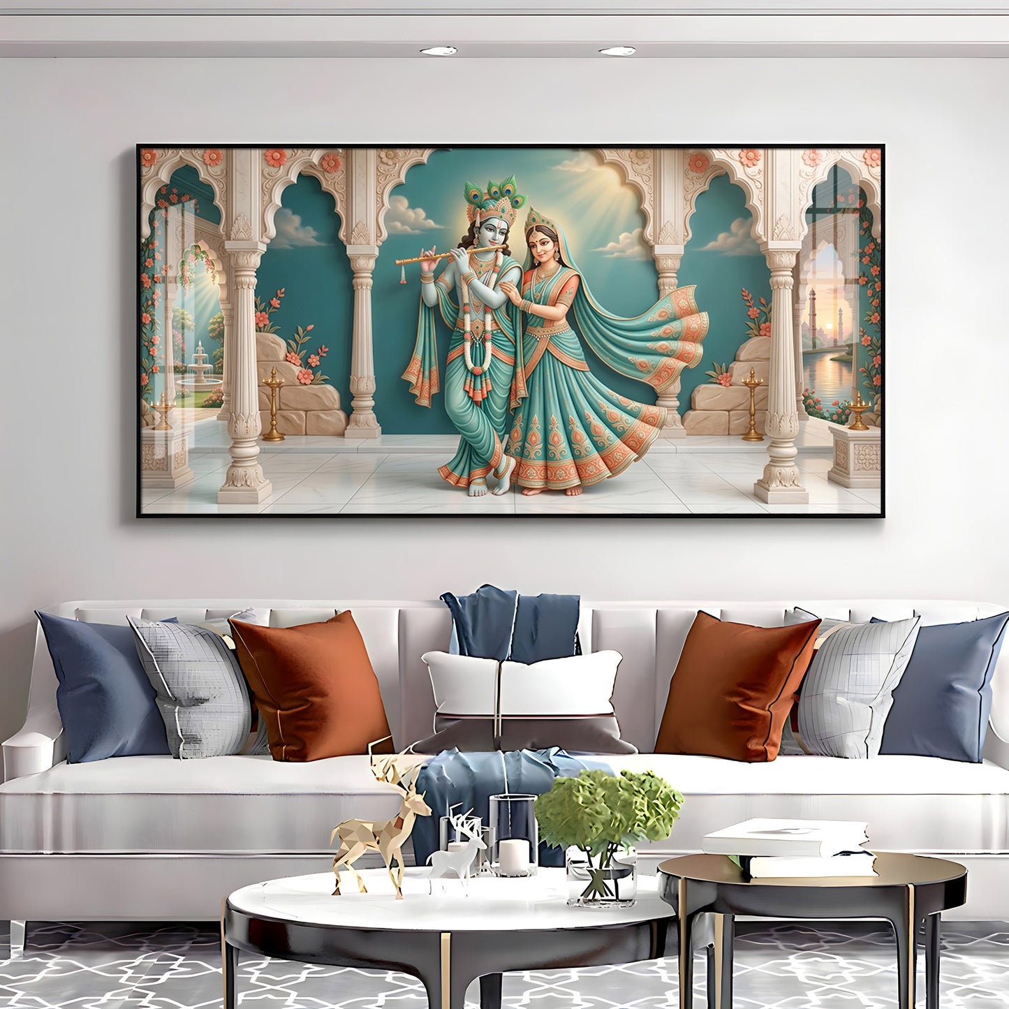 Hindu Deities Radha Krishna Premium Acrylic Horizontal Wall Art