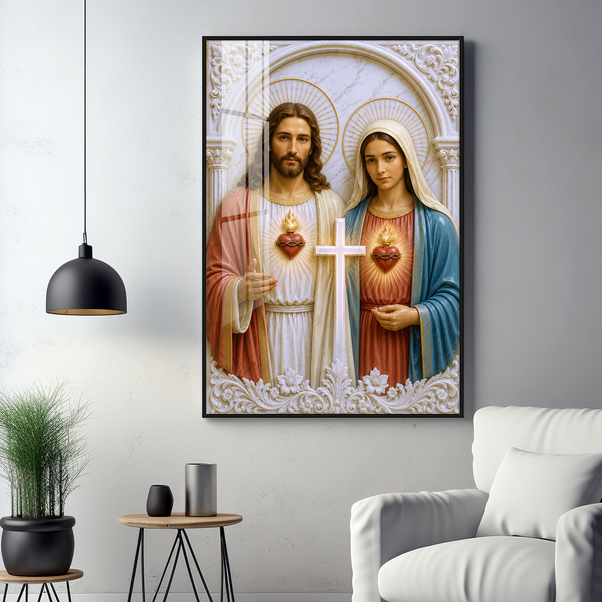 Divine Jesus & Mother Mary Premium Acrylic Vertical Wall Art