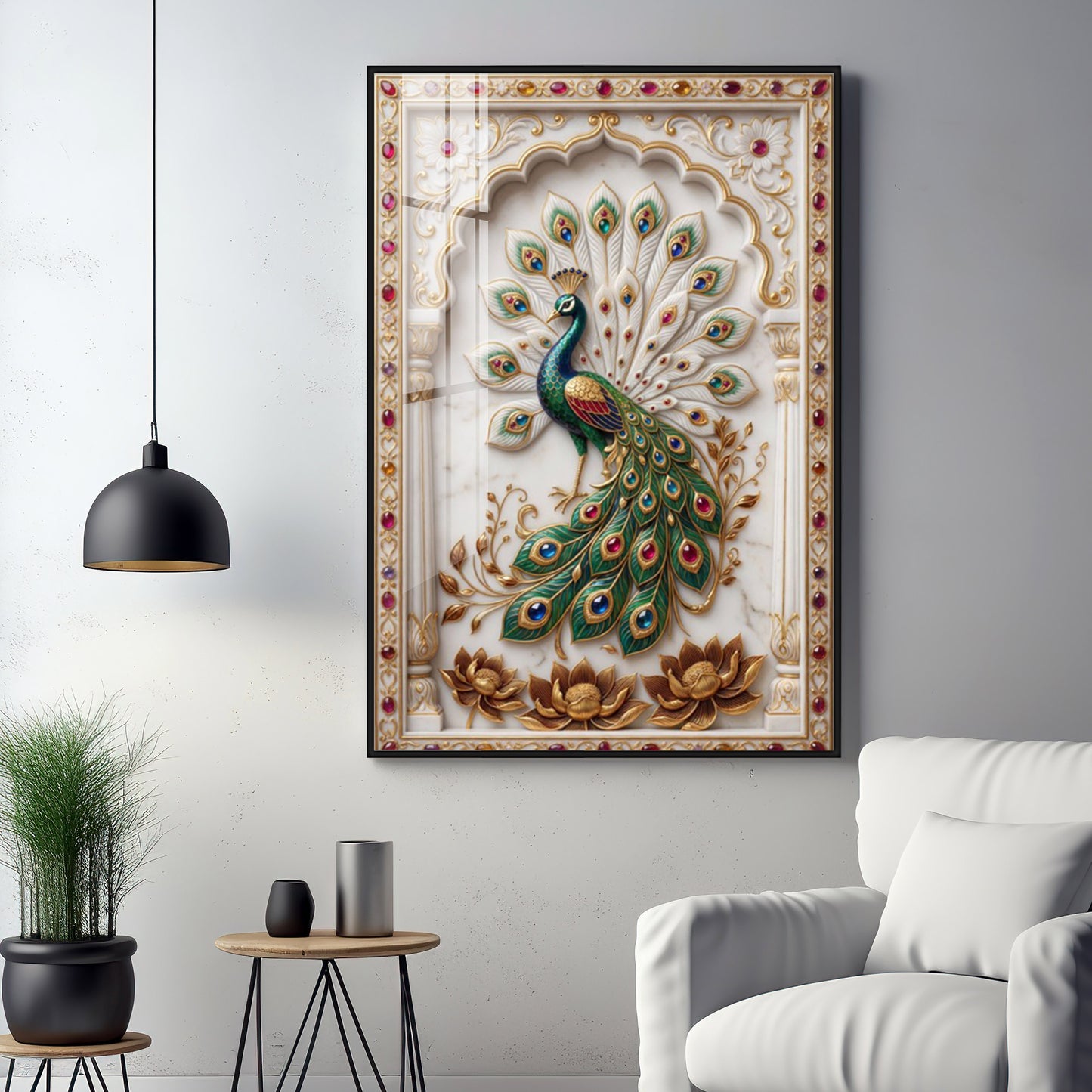 Beautiful Peacock Premium Acrylic Vertical Wall Art