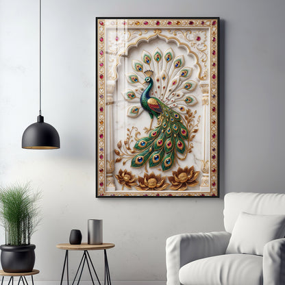 Beautiful Peacock Premium Acrylic Vertical Wall Art