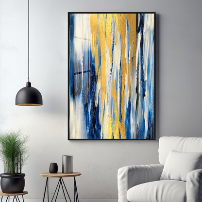 Radiant Blue Fusion Premium Acrylic Vertical Wall Art