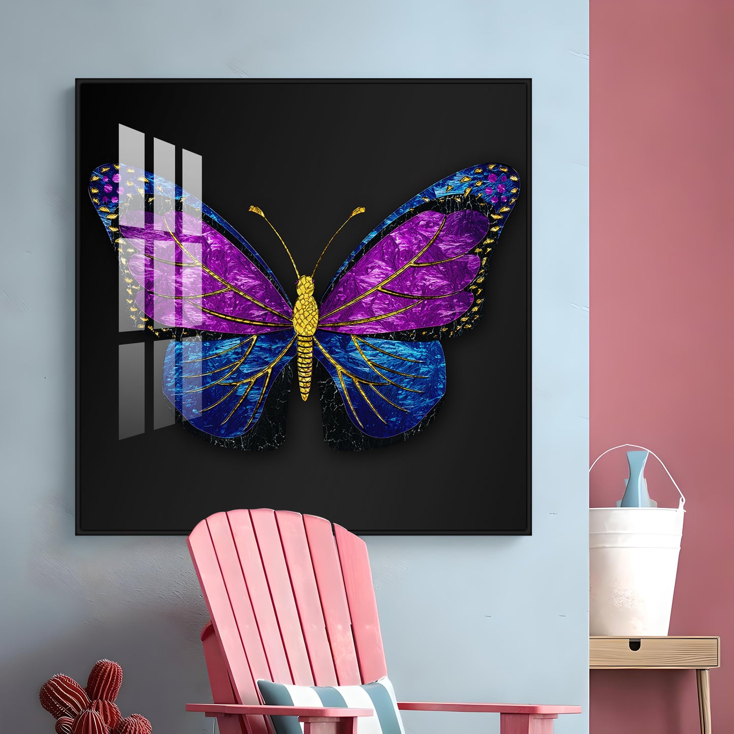 Colorful Butterfly Premium Acrylic Square Wall Art