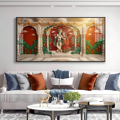 Hindu Deity Krishna With Radha Premium Acrylic Horizontal Wall Art