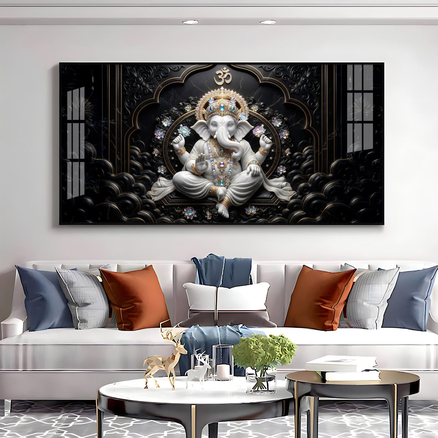 Lord Ganesha With Ornate Jewelry Premium Acrylic Horizontal Wall Art