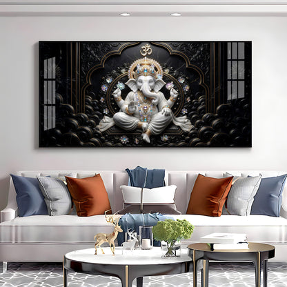 Lord Ganesha With Ornate Jewelry Premium Acrylic Horizontal Wall Art