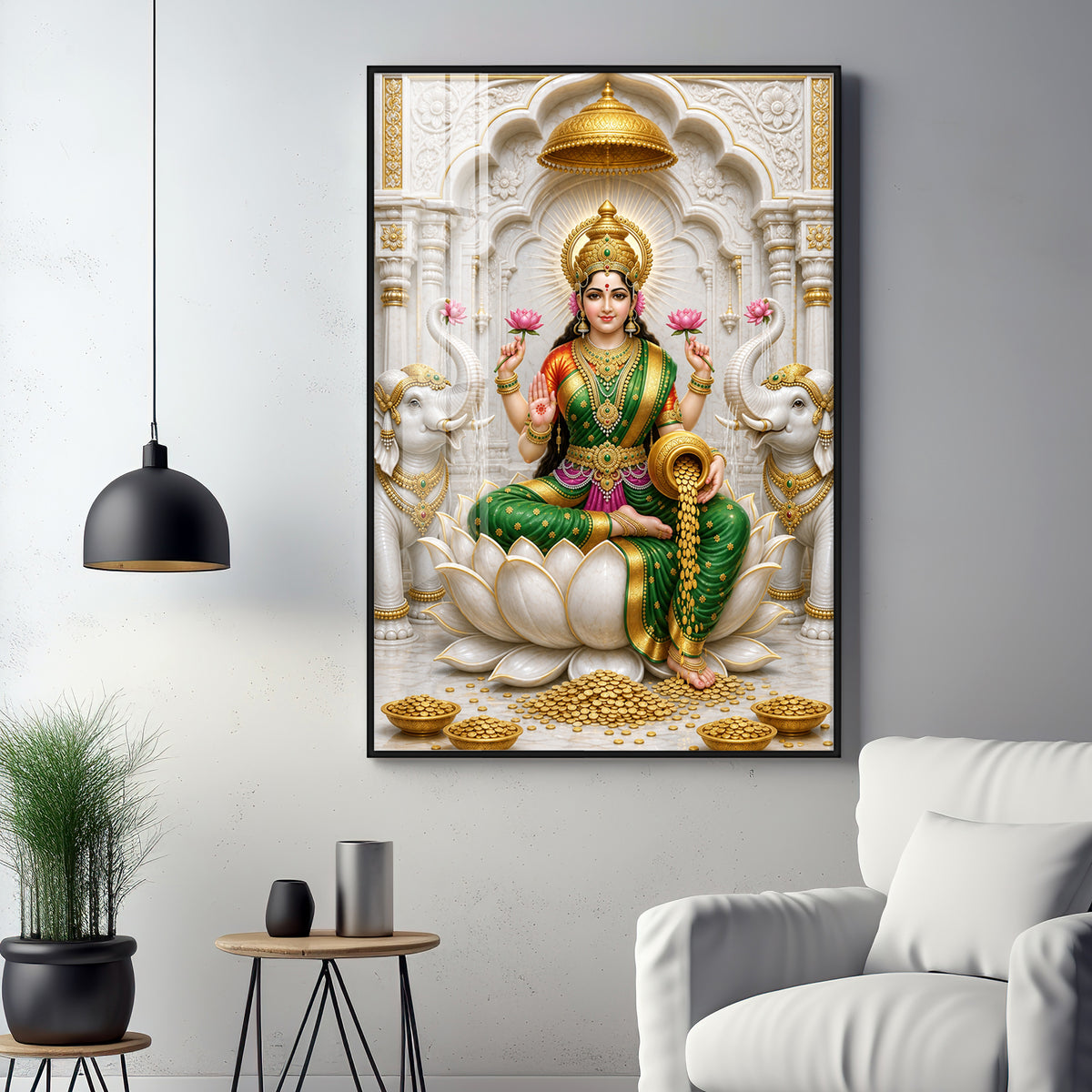 Gajalakshmi Premium Acrylic Vertical Wall Art