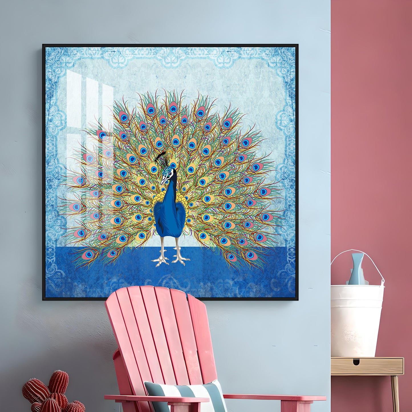 Peacock Premium Acrylic Square Wall Art
