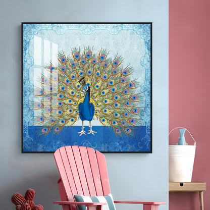 Peacock Premium Acrylic Square Wall Art