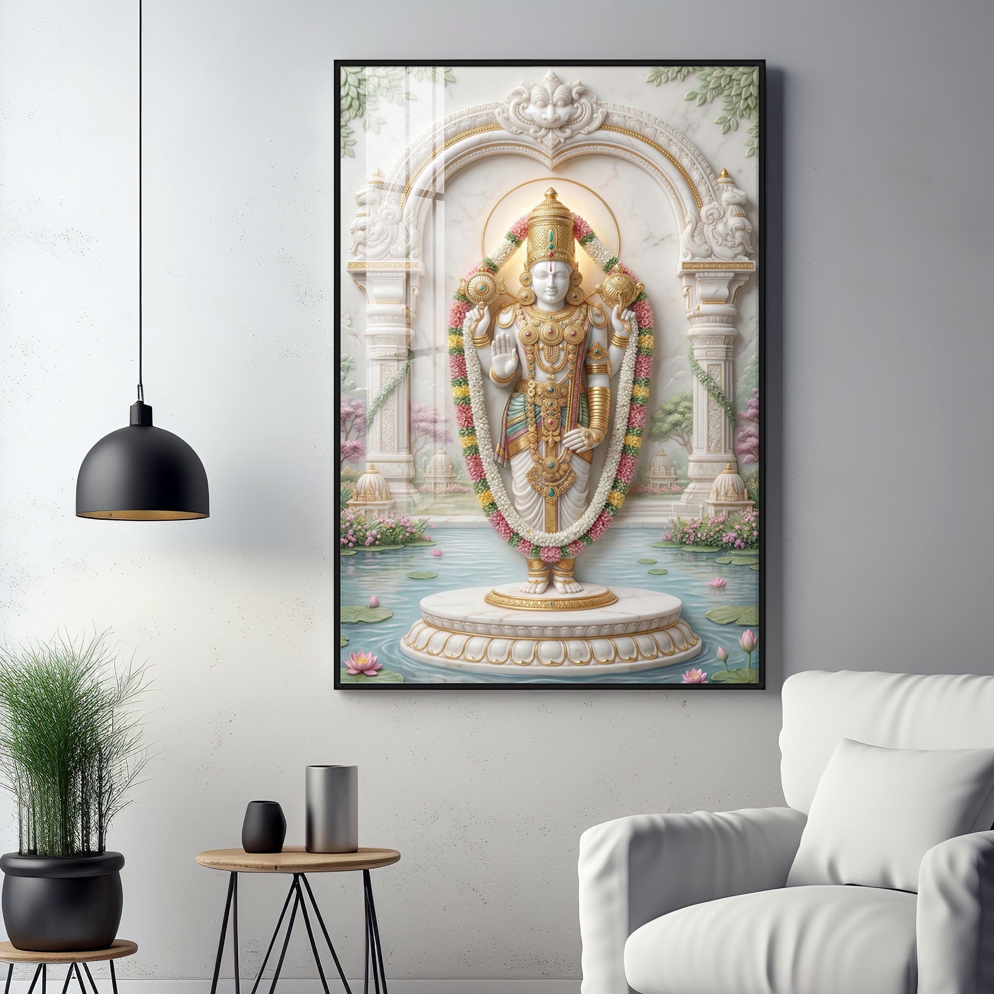 Hindu God Venkateswara Premium Acrylic Vertical Wall Art