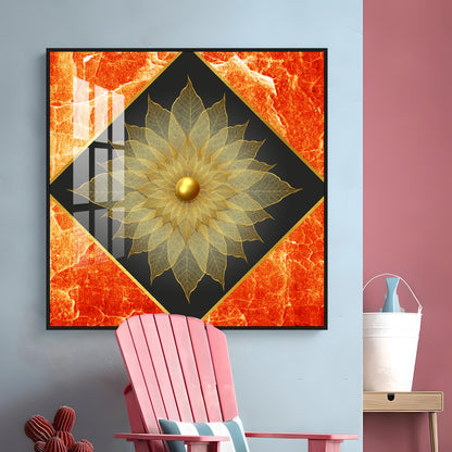Gold Petal Flower Premium Acrylic Square Wall Art