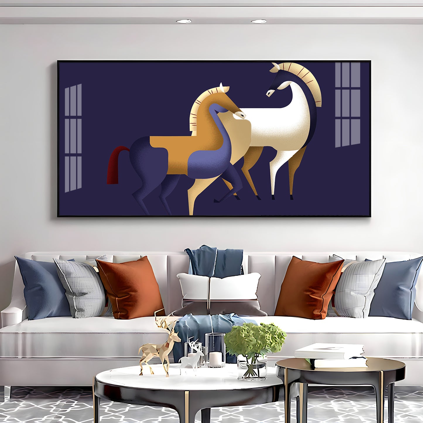 Two Stylized Horses Premium Acrylic Horizontal Wall Art