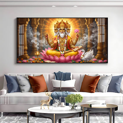 Depiction Of Lord Brahma Premium Acrylic Horizontal Wall Art