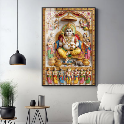 Lord Dhanpati Premium Acrylic Vertical Wall Art