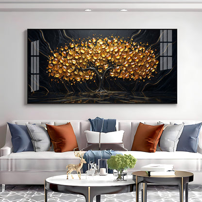 Midnight Gold Tree Premium Acrylic Horizontal Wall Art