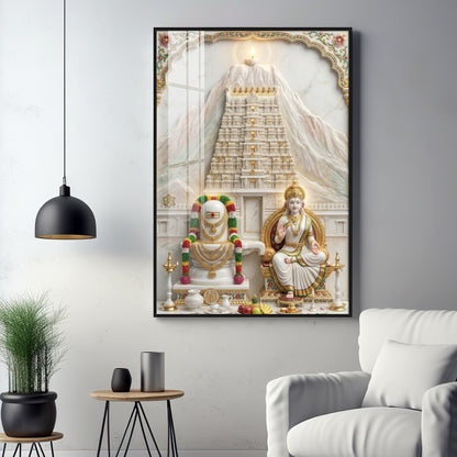 Shivalingam and Goddess Parvati Premium Acrylic Vertical Wall Art