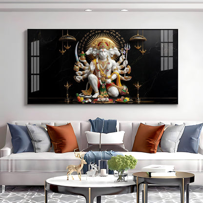 Cosmic Lord Of Panchamukhi Hanuman Premium Acrylic Horizontal Wall Art
