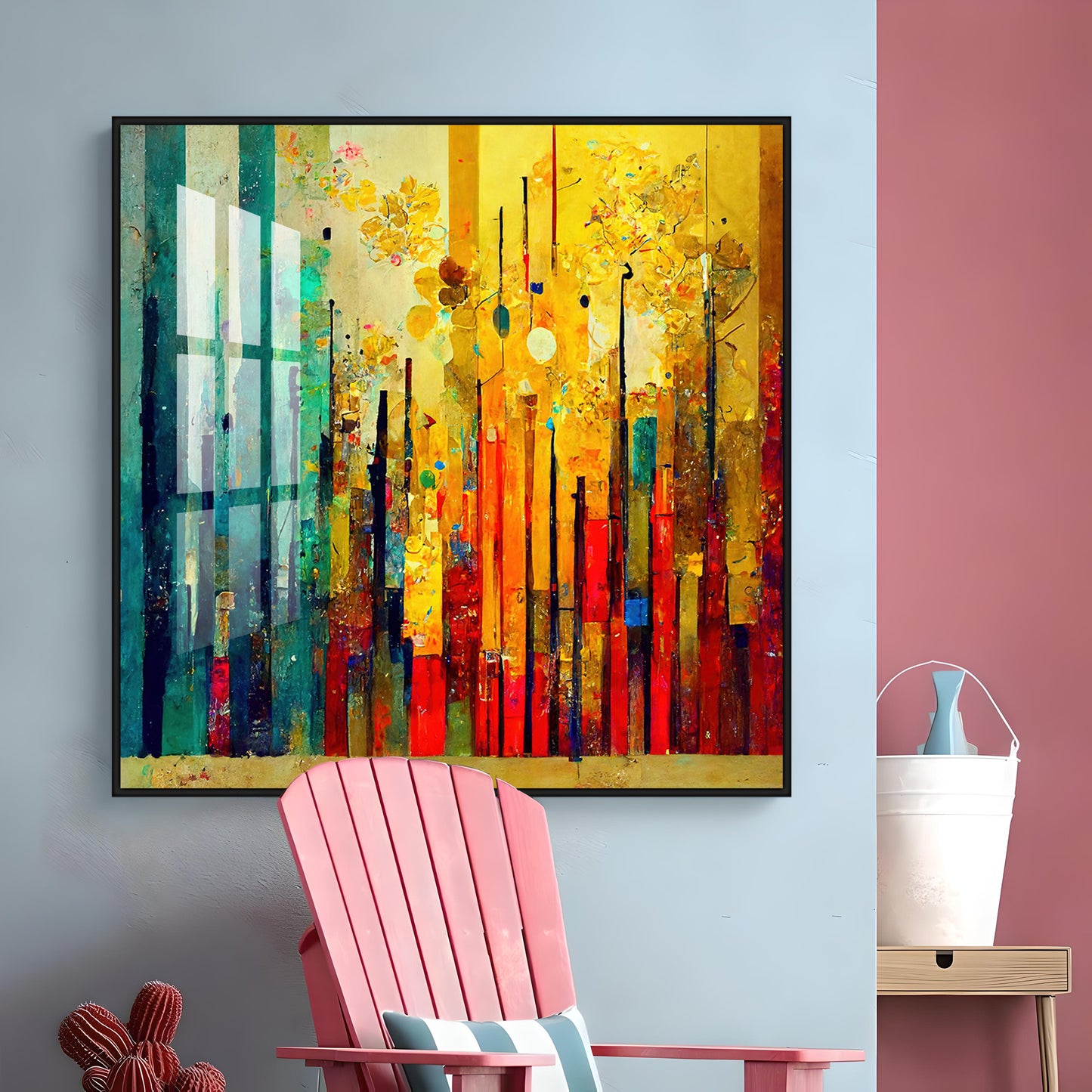 Multi Color Abstract Art Premium Acrylic Square Wall Art