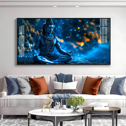 Mahadev In Spiritual Endeavor Premium Acrylic Horizontal Wall Art