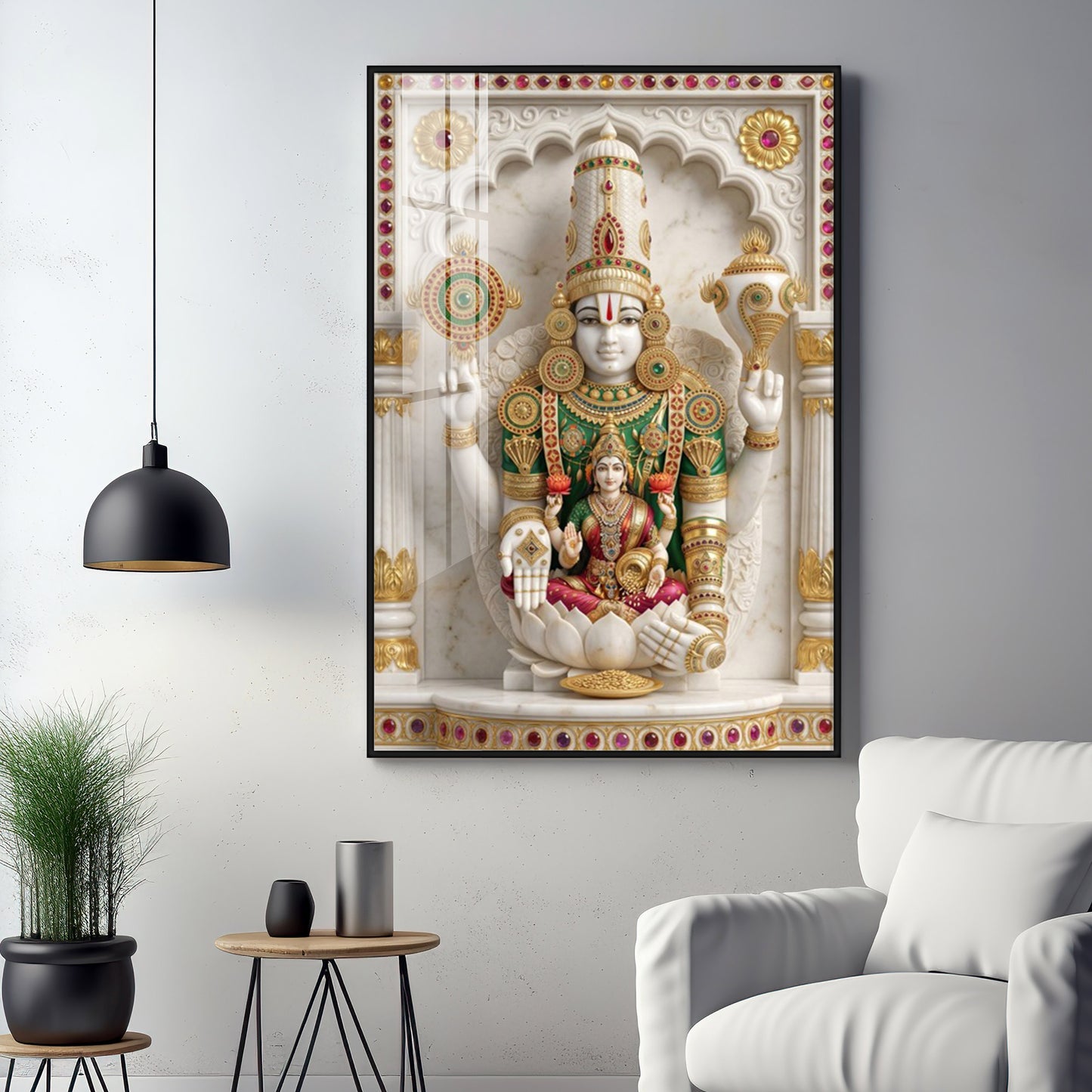 Shree Lakshmi Narayan Divine Premium Acrylic Vertical Wall Art