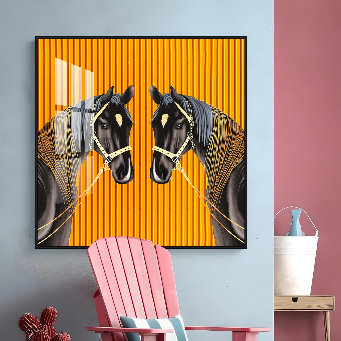 Couple Horse Premium Acrylic Square Wall Art