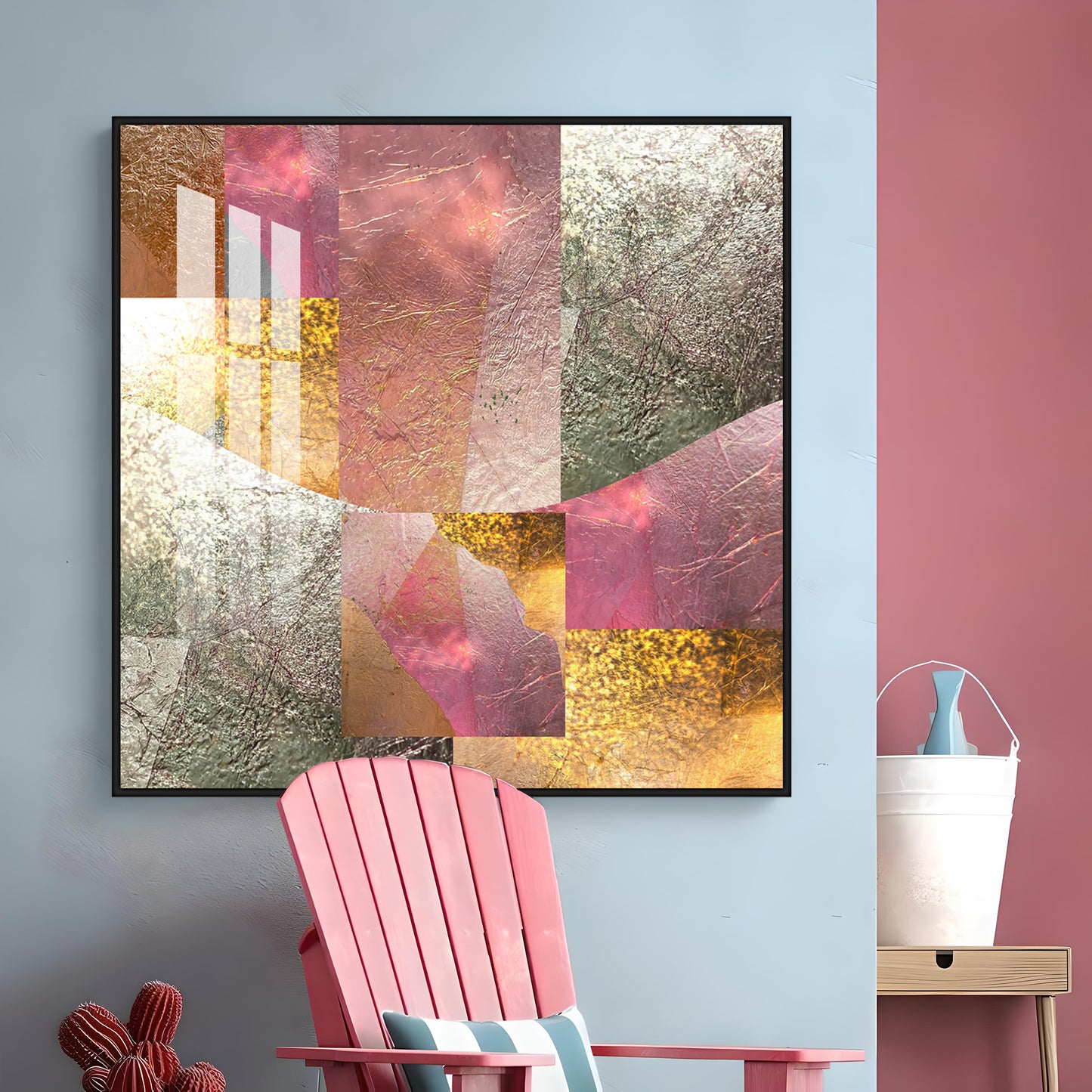 Gold Bronze Silver Patina Vintage Premium Acrylic Square Wall Art