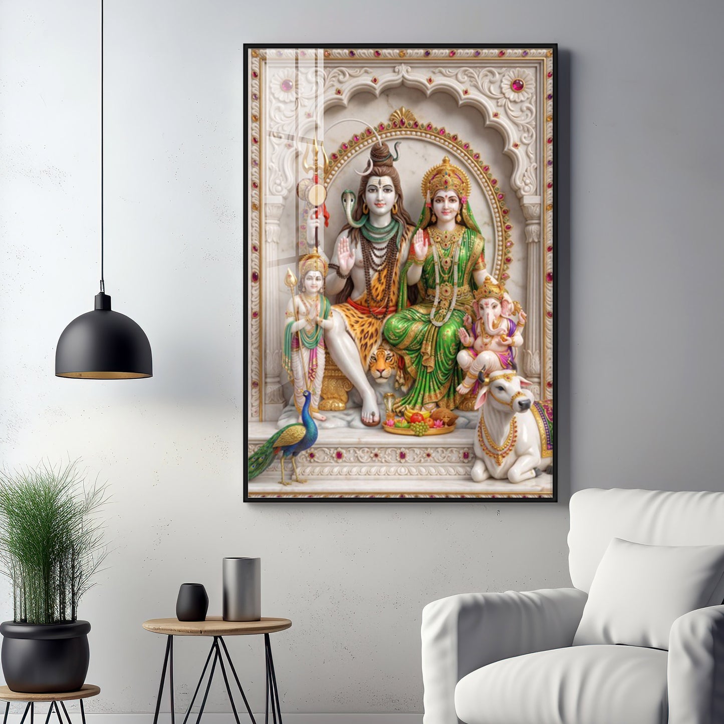 Cosmic Energy Of Shiv Parivar Premium Acrylic Vertical Wall Art