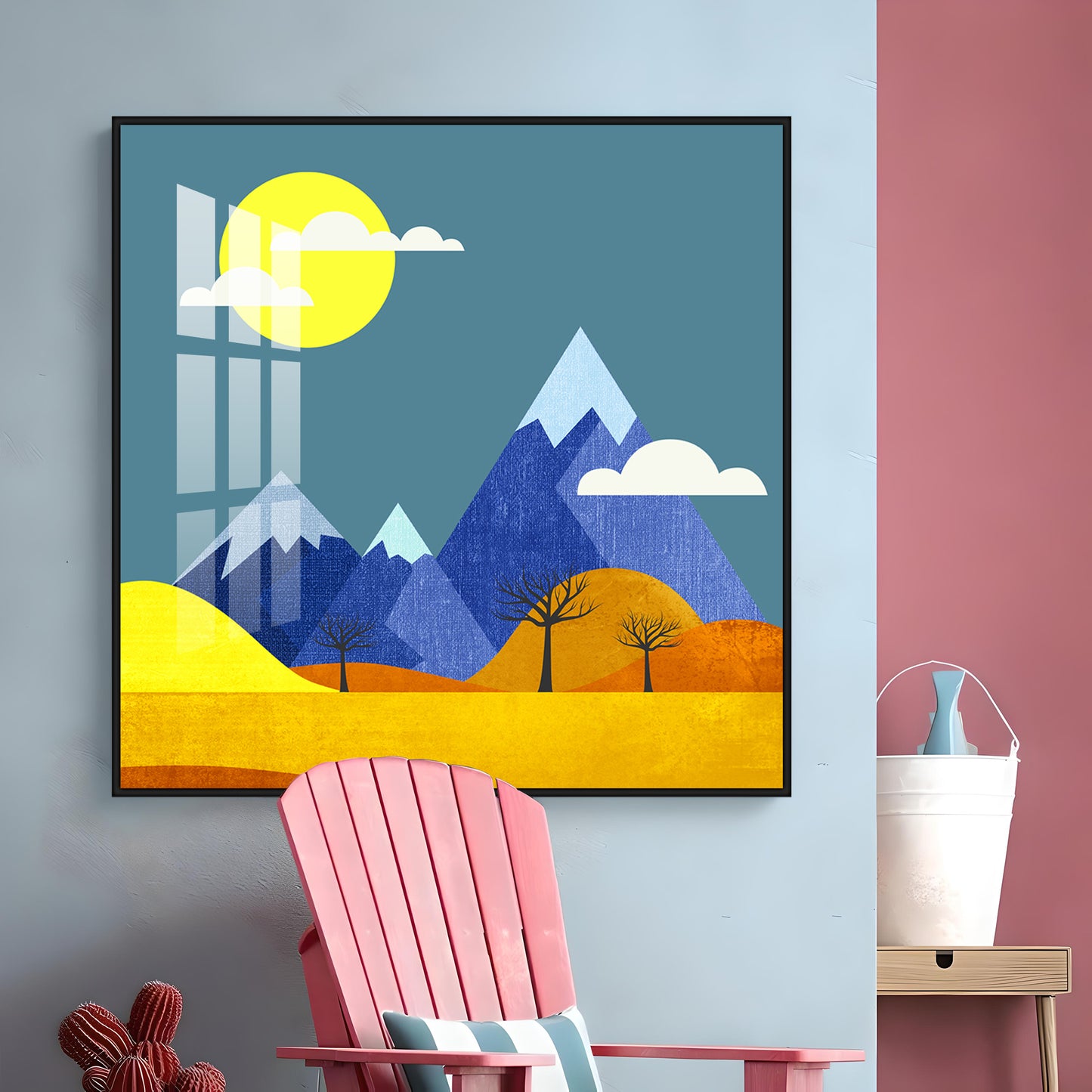 Colorful Flat Illustration Premium Acrylic Square Wall Art