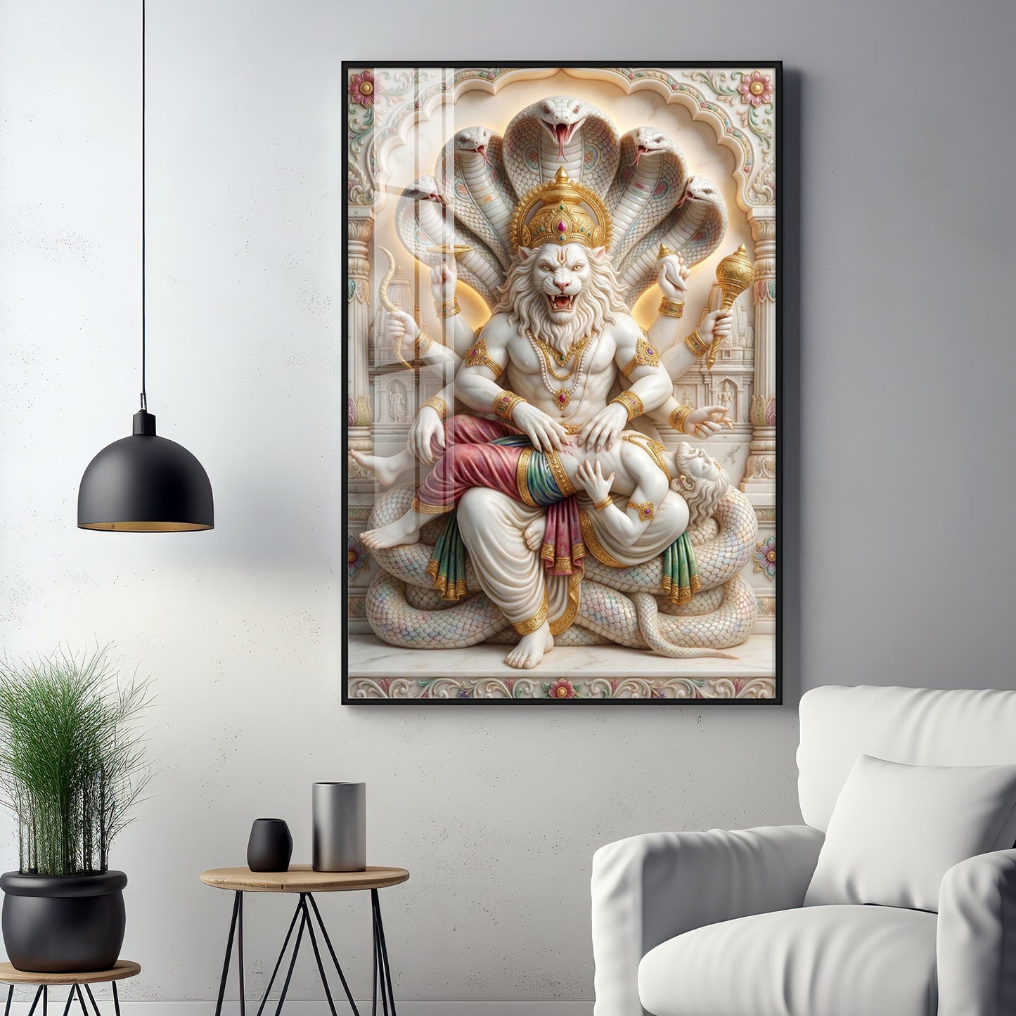Divine Narasimha Premium Acrylic Vertical Wall Art