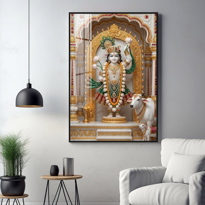 Divine Lord Krishna Ji Premium Acrylic Vertical Wall Art