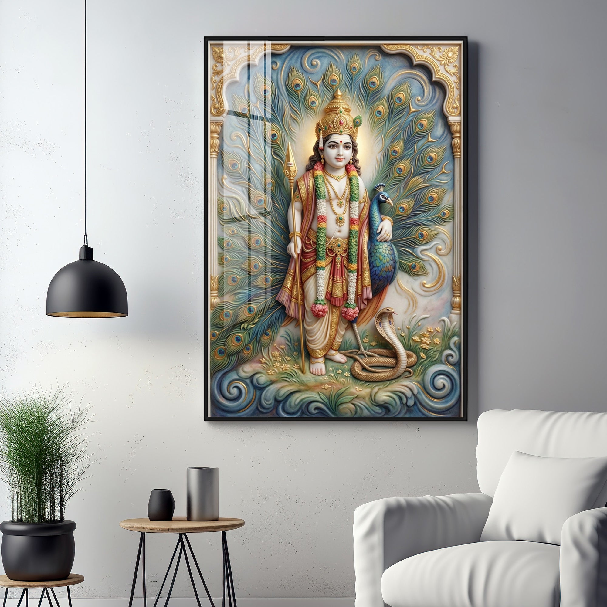 Hindu deity Lord Murugan Premium Acrylic Vertical Wall Art