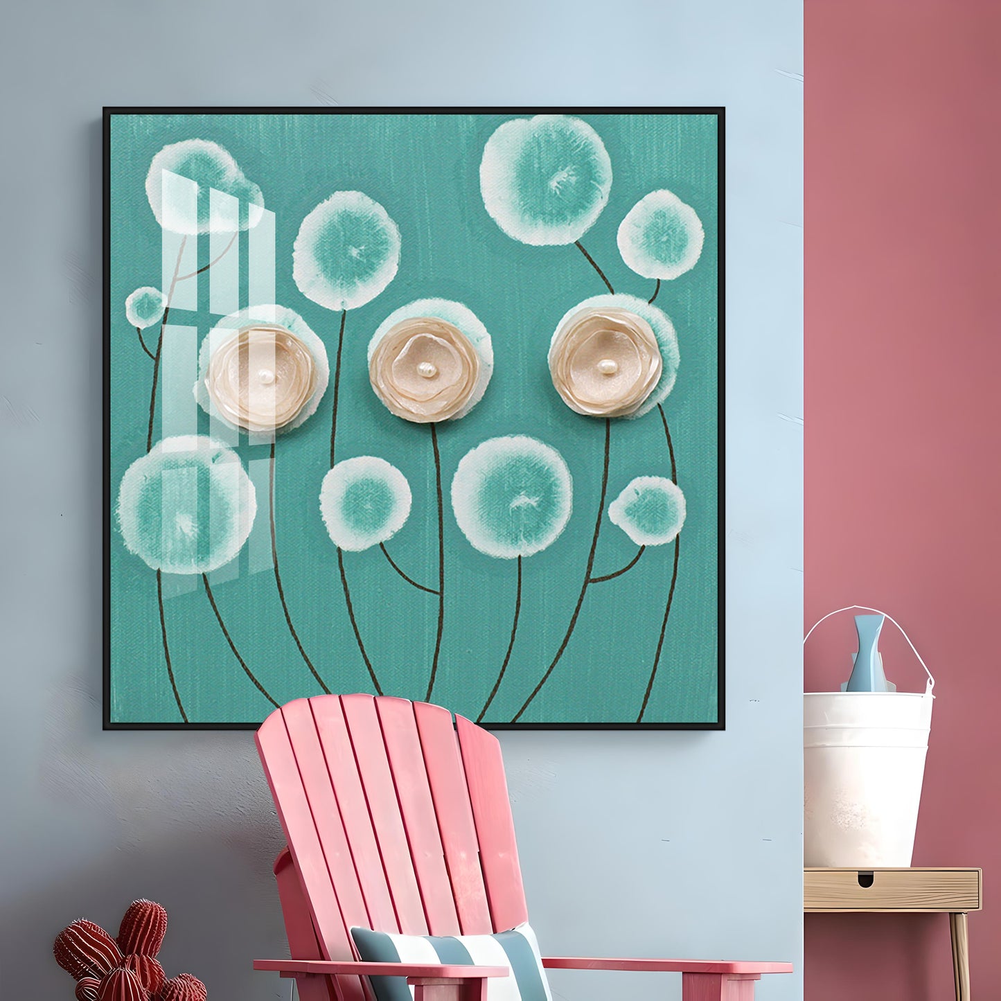 Poppy Flowers Premium Acrylic Square Wall Art