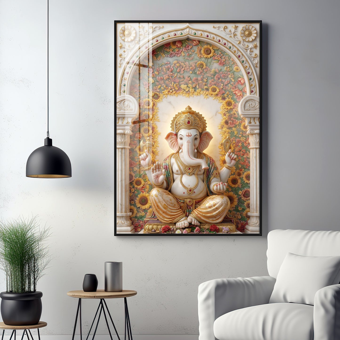 Hindu Bhagwan Ganesha Premium Acrylic Vertical Wall Art