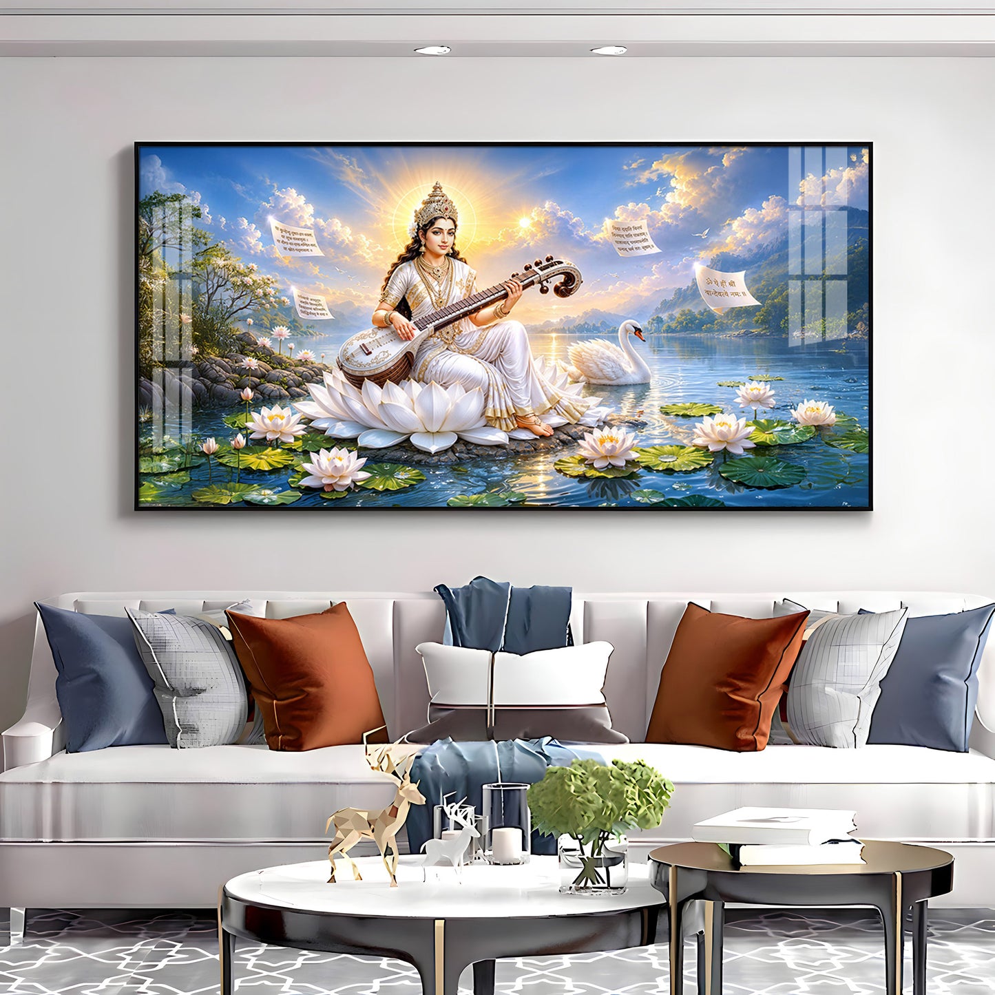 Hindu Goddess Saraswati Premium Acrylic Horizontal Wall Art