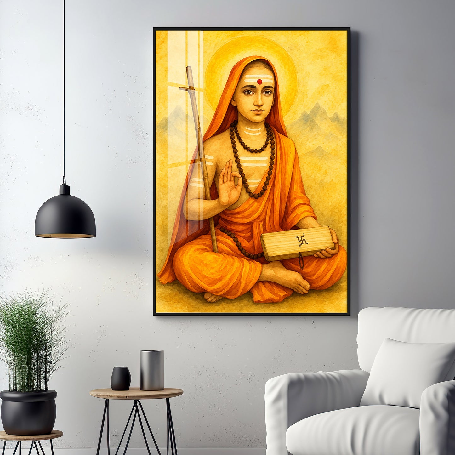 Shri Shankaracharya Ji Premium Acrylic Vertical Wall Art