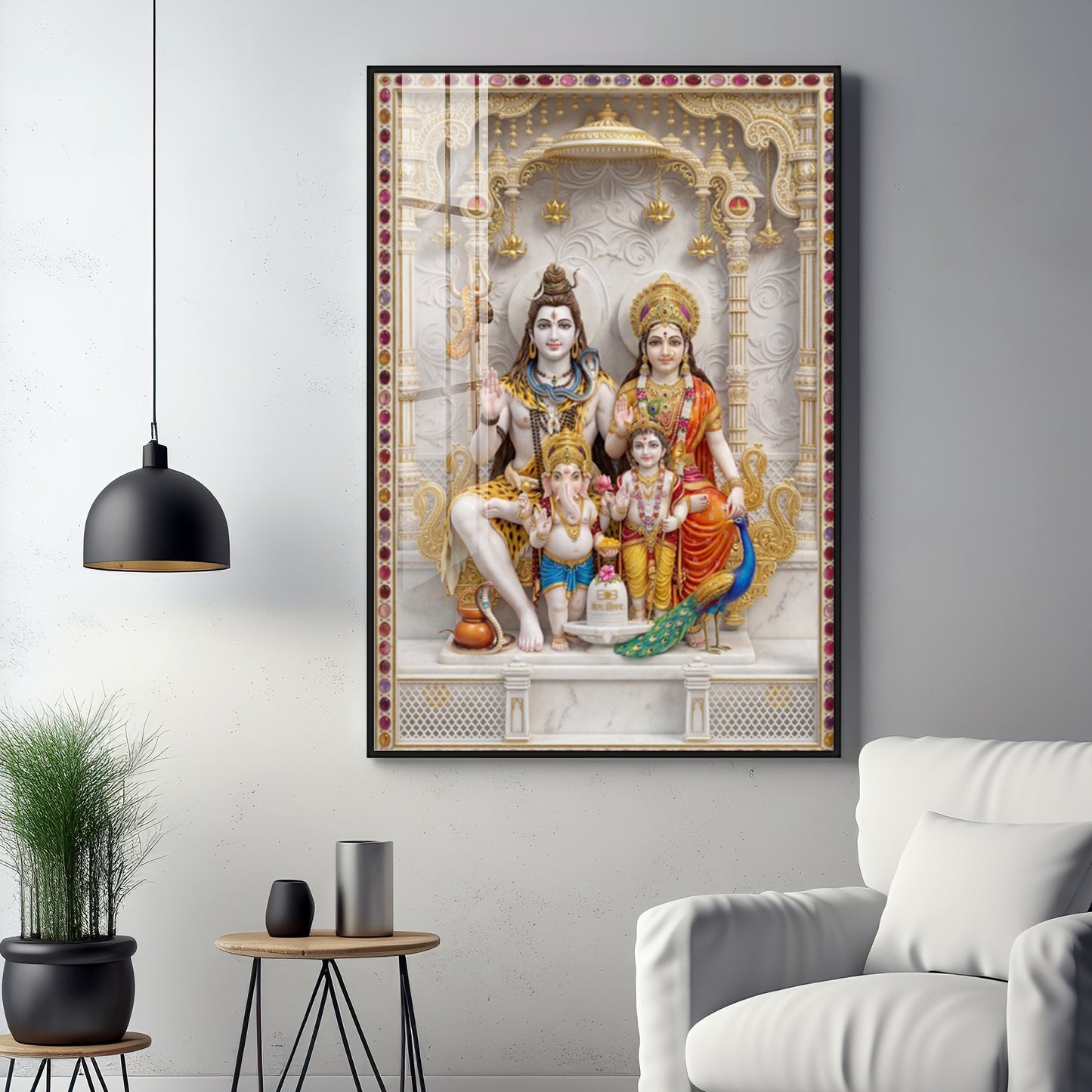 Divine Wisdom Shiv Parivar Premium Acrylic Vertical Wall Art