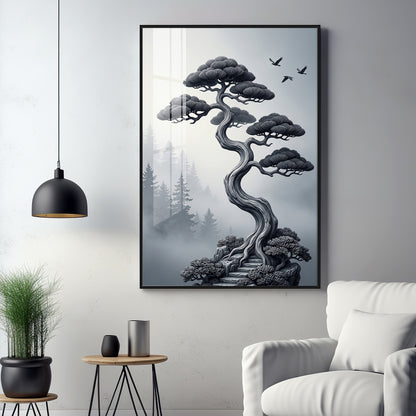 Japanese Bonsai Tree Premium Acrylic Vertical Wall Art