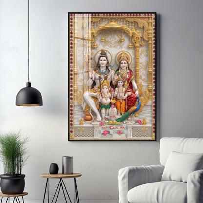 Blessings Of Shiv Parivar Premium Acrylic Vertical Wall Art