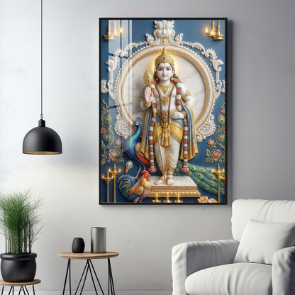 Hindu Deity Murugan Premium Acrylic Vertical Wall Art