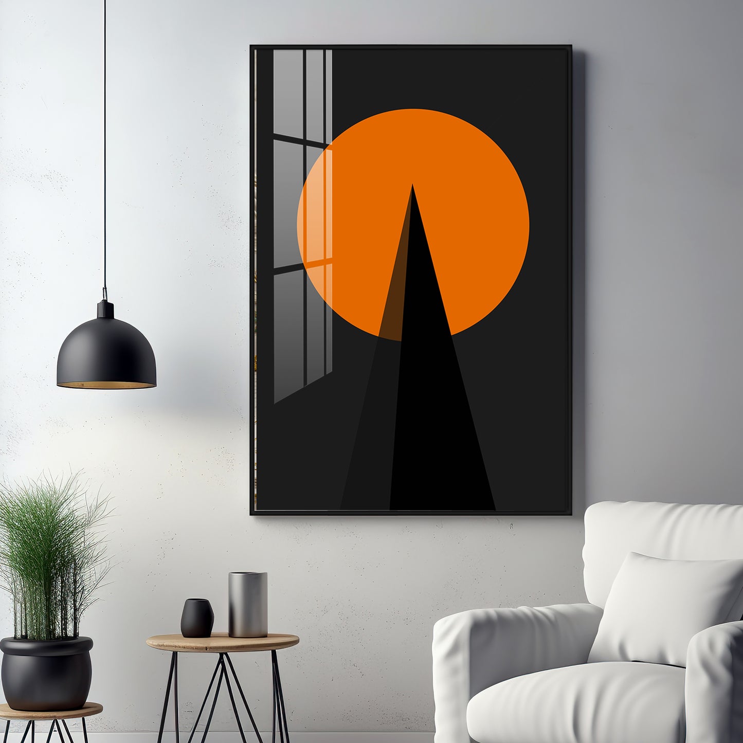 Black Orange Geometry Premium Acrylic Vertical Wall Art