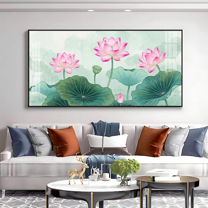 Lotus Flower Premium Acrylic Horizontal Wall Art