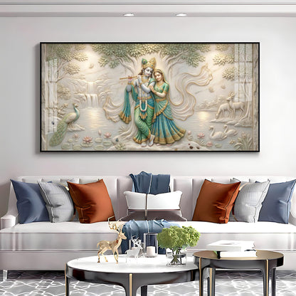 Radha Krishna Under A Tree Premium Acrylic Horizontal Wall Art